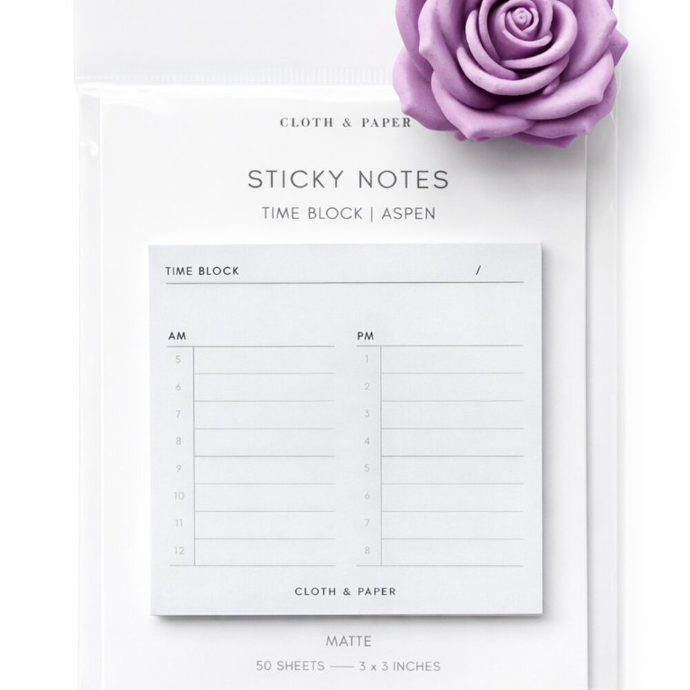 Cloth & Paper Time Block Sticky Notes | Aspen | 3x3 Planner Notes - Picture 3 of 4